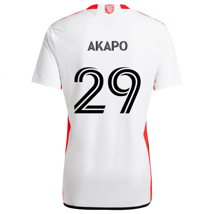 Niño Camiseta Carlos Akapo #29 Blanco Rojo 2ª Equipación 2024/25 La Camisa