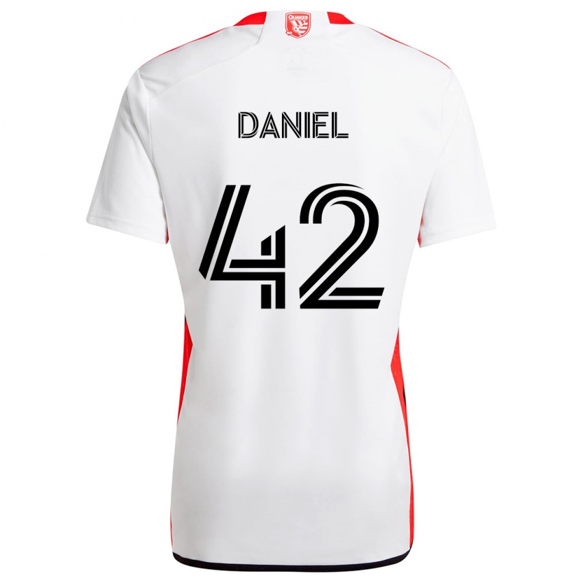 Niño Camiseta Daniel #42 Blanco Rojo 2ª Equipación 2024/25 La Camisa