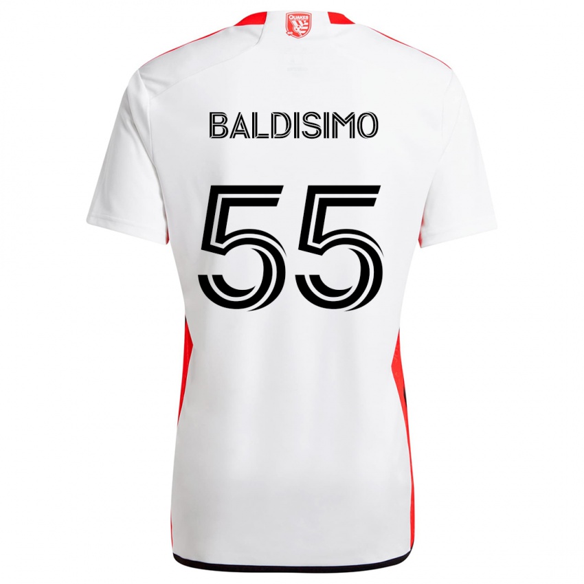 Niño Camiseta Michael Baldisimo #55 Blanco Rojo 2ª Equipación 2024/25 La Camisa