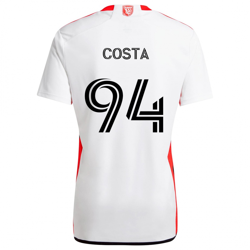 Niño Camiseta Vítor Costa #94 Blanco Rojo 2ª Equipación 2024/25 La Camisa