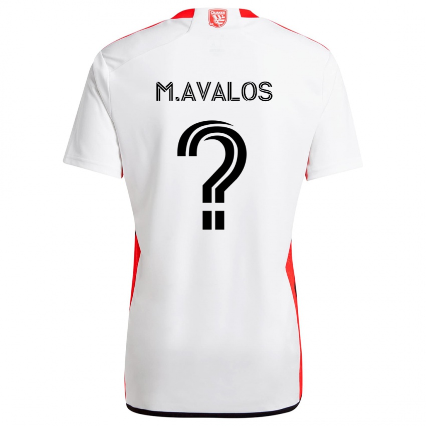 Niño Camiseta Marcelo Avalos #0 Blanco Rojo 2ª Equipación 2024/25 La Camisa