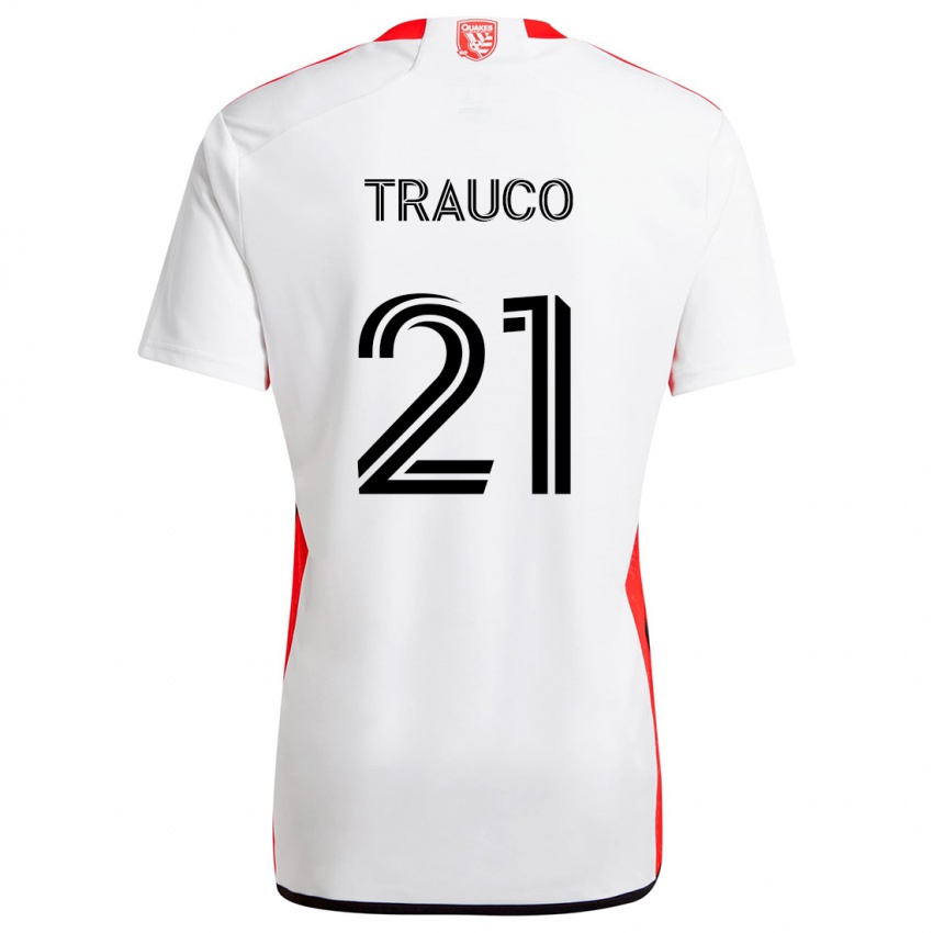 Niño Camiseta Miguel Trauco #21 Blanco Rojo 2ª Equipación 2024/25 La Camisa