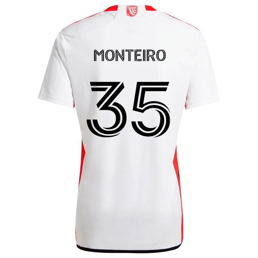 Niño Camiseta Jamiro Monteiro #35 Blanco Rojo 2ª Equipación 2024/25 La Camisa