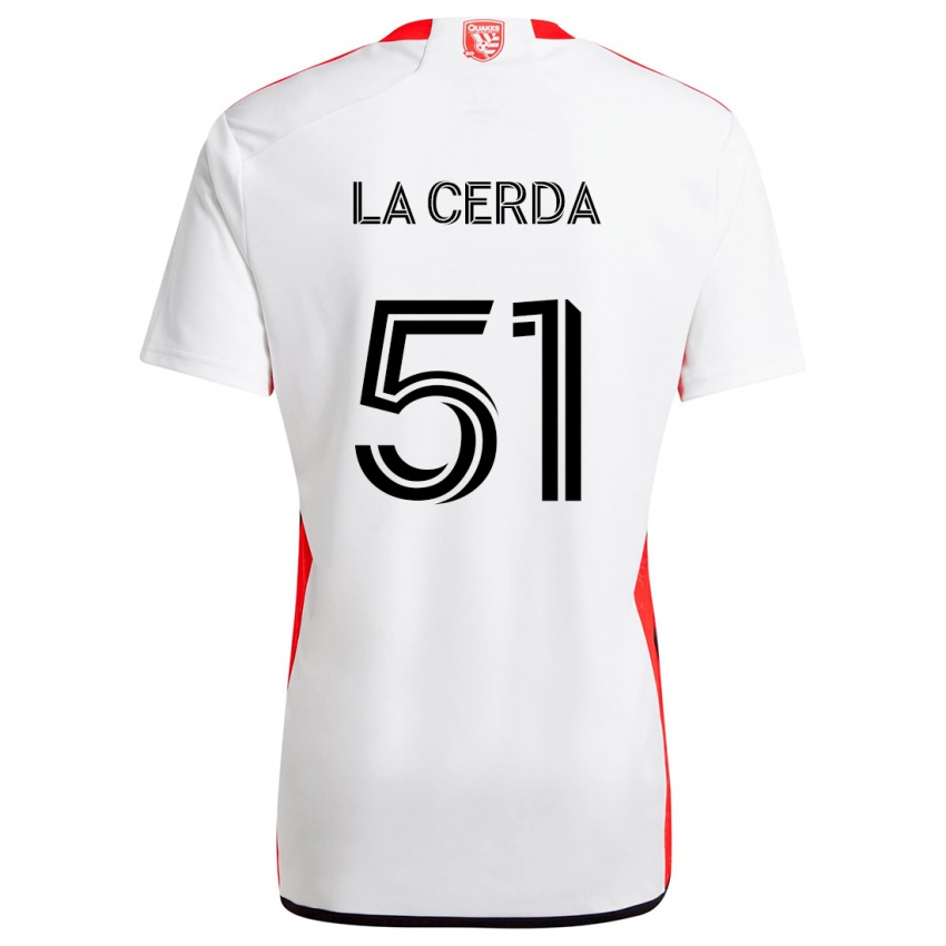 Niño Camiseta Eric De La Cerda #51 Blanco Rojo 2ª Equipación 2024/25 La Camisa