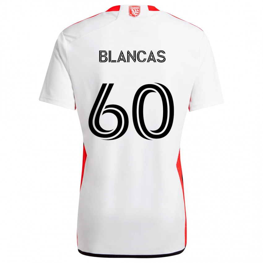 Niño Camiseta Eduardo Blancas #60 Blanco Rojo 2ª Equipación 2024/25 La Camisa