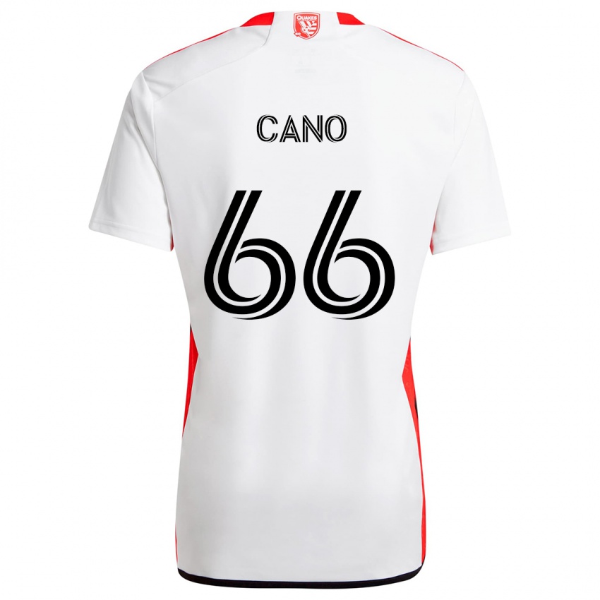 Niño Camiseta Alejandro Cano #66 Blanco Rojo 2ª Equipación 2024/25 La Camisa