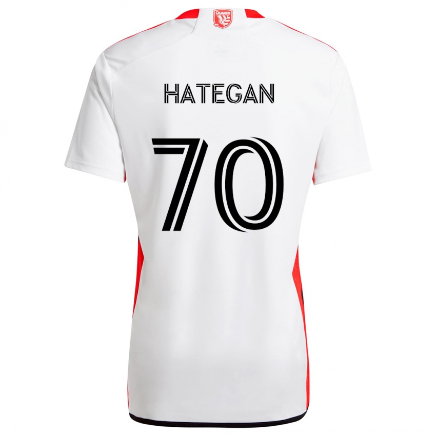 Niño Camiseta Roberto Hategan #70 Blanco Rojo 2ª Equipación 2024/25 La Camisa