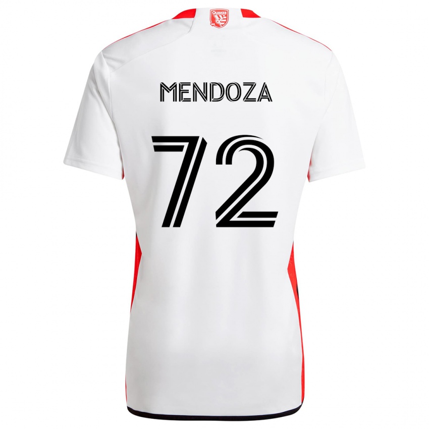 Niño Camiseta Edwyn Mendoza #72 Blanco Rojo 2ª Equipación 2024/25 La Camisa