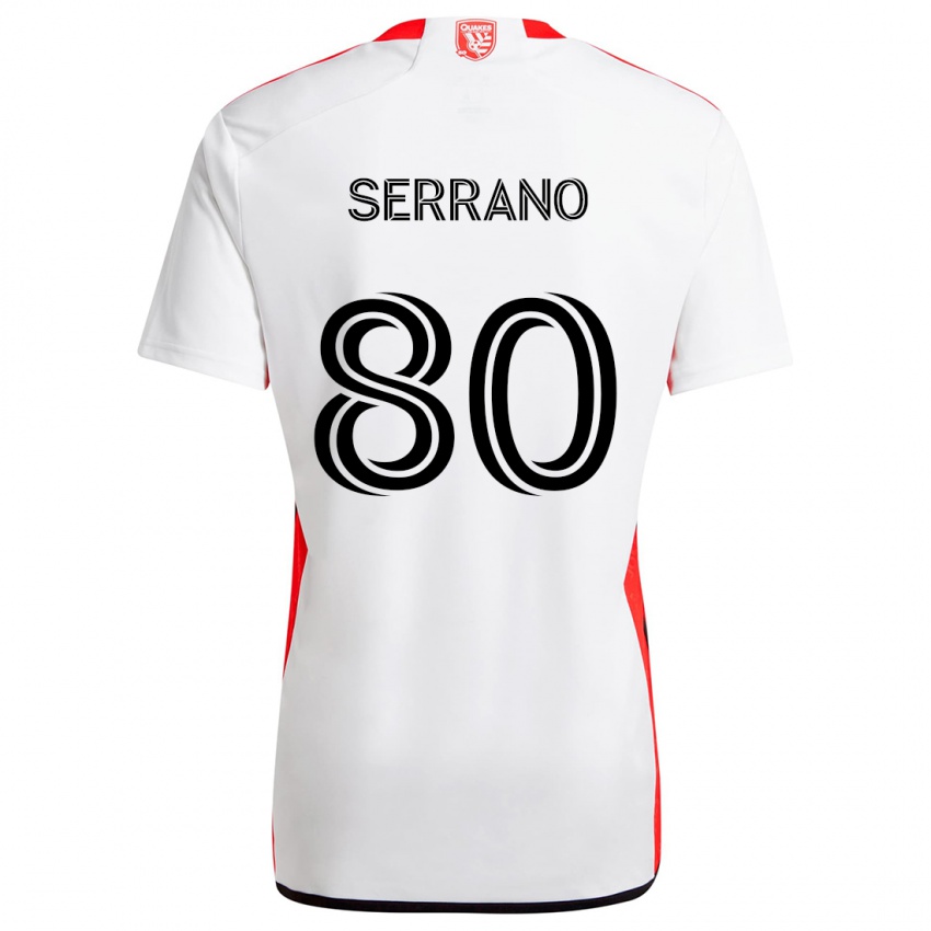 Niño Camiseta David Serrano #80 Blanco Rojo 2ª Equipación 2024/25 La Camisa