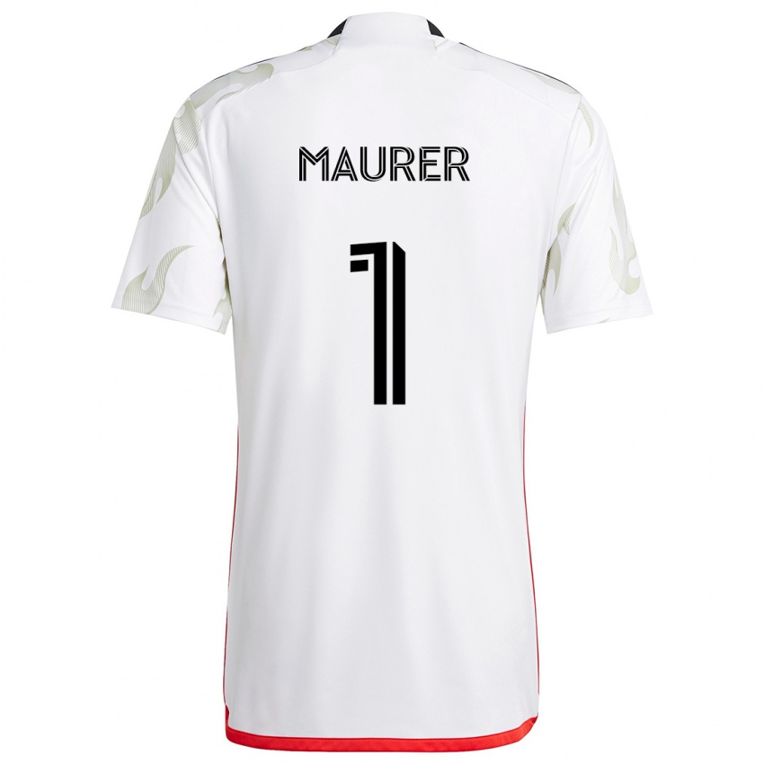 Niño Camiseta Jimmy Maurer #1 Blanco Rojo Negro 2ª Equipación 2024/25 La Camisa