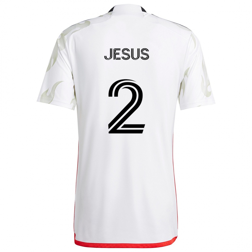 Niño Camiseta Geovane Jesus #2 Blanco Rojo Negro 2ª Equipación 2024/25 La Camisa