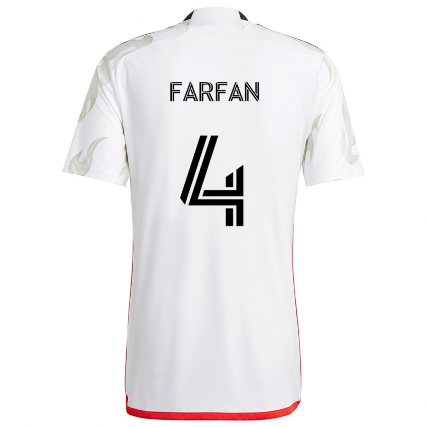 Niño Camiseta Marco Farfán #4 Blanco Rojo Negro 2ª Equipación 2024/25 La Camisa