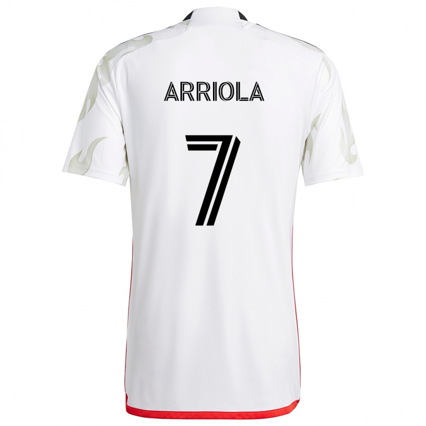 Niño Camiseta Paul Arriola #7 Blanco Rojo Negro 2ª Equipación 2024/25 La Camisa