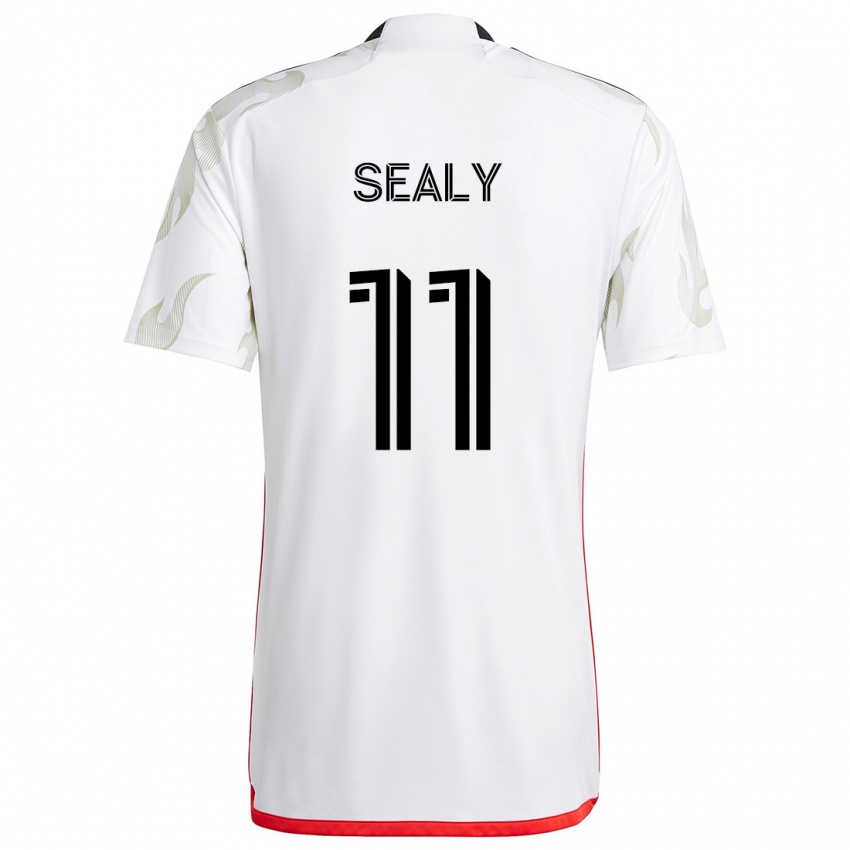 Niño Camiseta Dante Sealy #11 Blanco Rojo Negro 2ª Equipación 2024/25 La Camisa