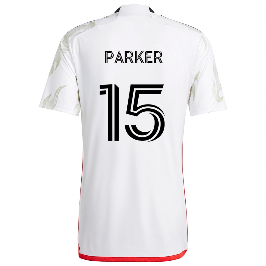 Niño Camiseta Isaiah Parker #15 Blanco Rojo Negro 2ª Equipación 2024/25 La Camisa