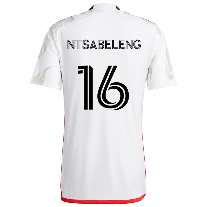 Niño Camiseta Tsiki Ntsabeleng #16 Blanco Rojo Negro 2ª Equipación 2024/25 La Camisa