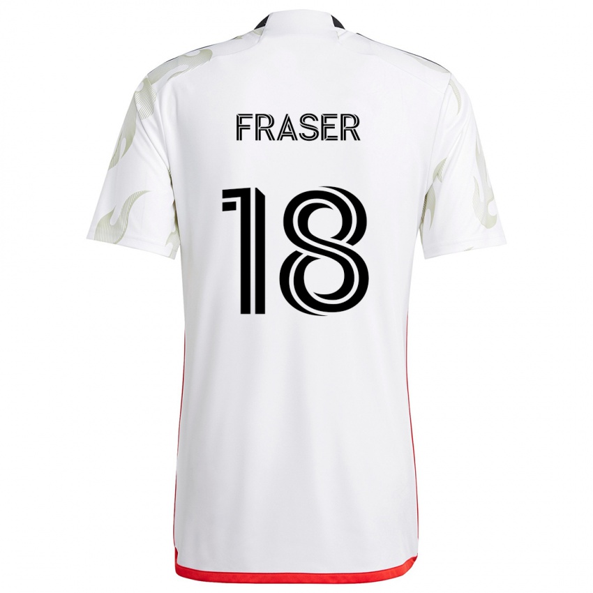 Niño Camiseta Liam Fraser #18 Blanco Rojo Negro 2ª Equipación 2024/25 La Camisa