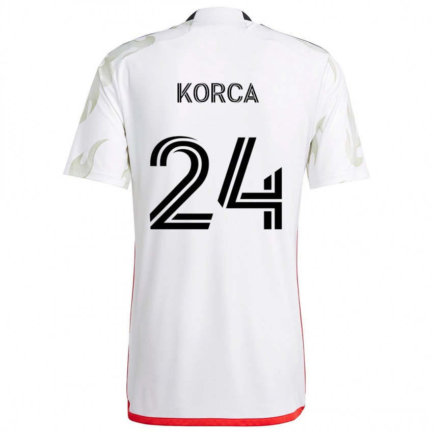 Niño Camiseta Amet Korca #24 Blanco Rojo Negro 2ª Equipación 2024/25 La Camisa