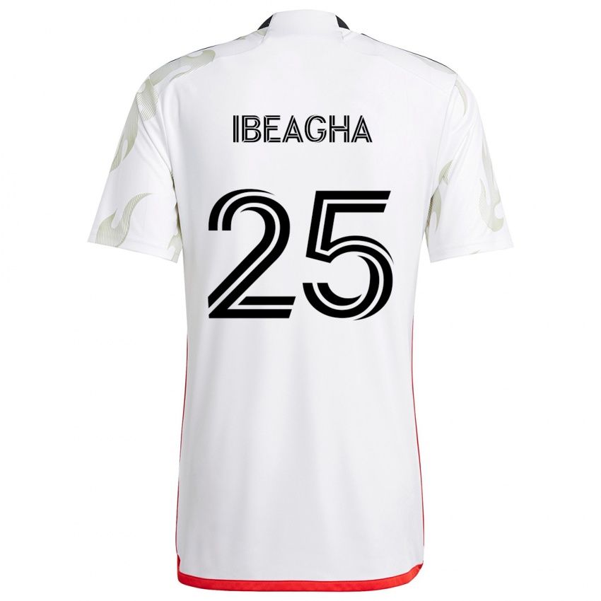 Niño Camiseta Sebastien Ibeagha #25 Blanco Rojo Negro 2ª Equipación 2024/25 La Camisa