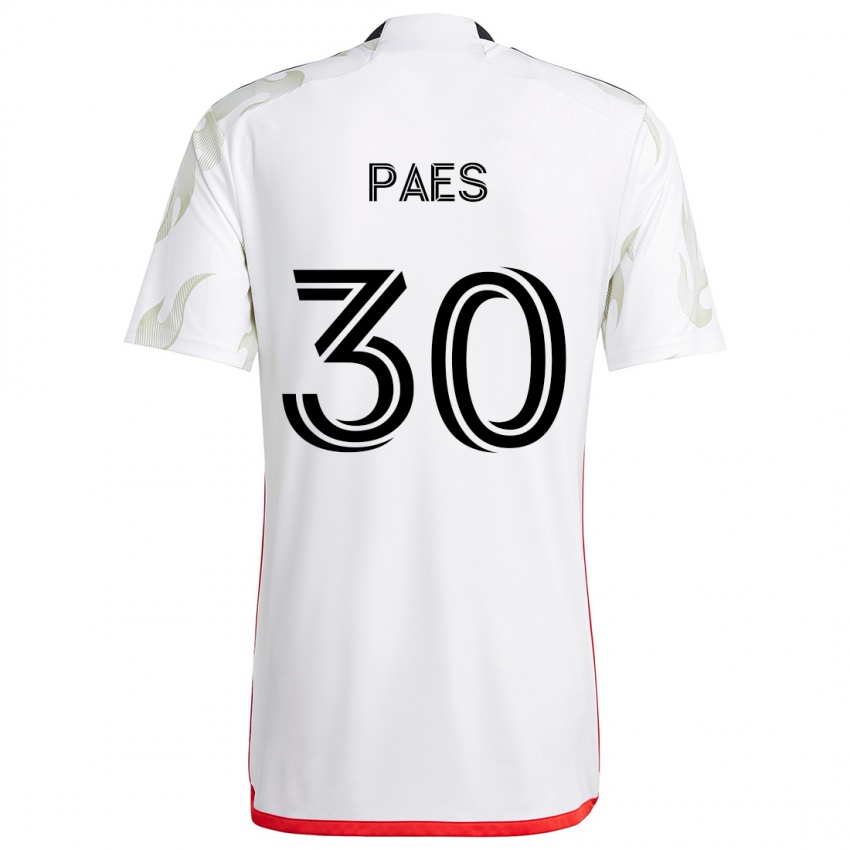 Niño Camiseta Maarten Paes #30 Blanco Rojo Negro 2ª Equipación 2024/25 La Camisa