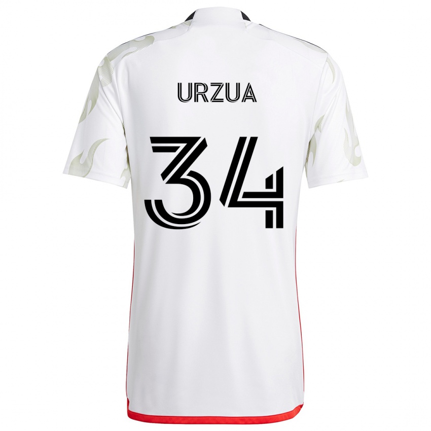 Niño Camiseta Alejandro Urzua #34 Blanco Rojo Negro 2ª Equipación 2024/25 La Camisa