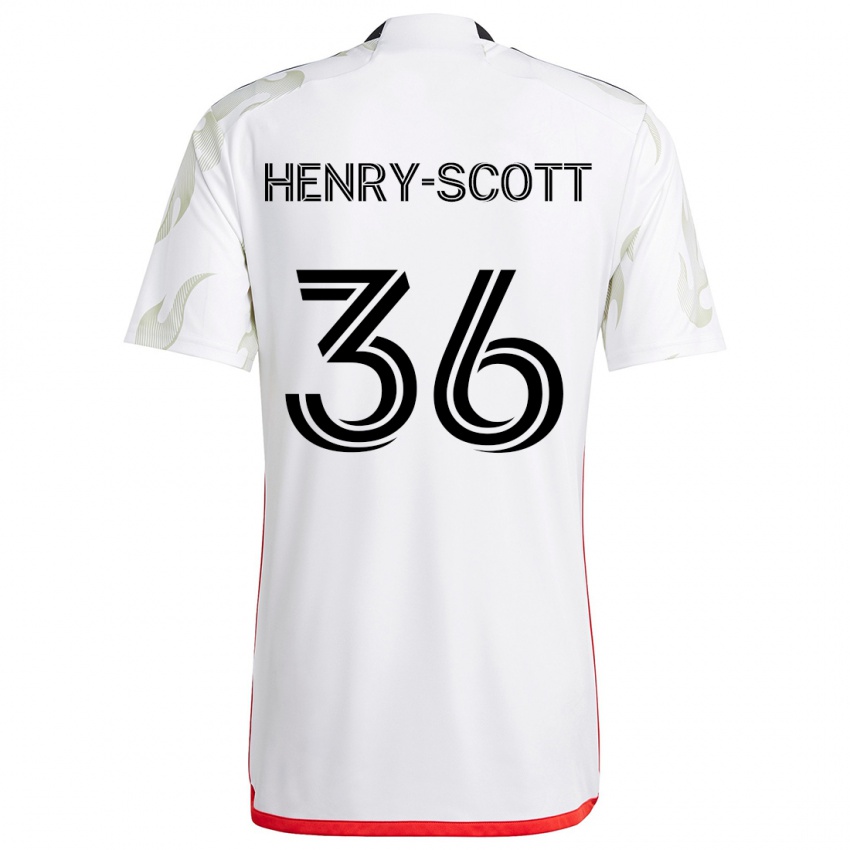 Niño Camiseta Malik Henry-Scott #36 Blanco Rojo Negro 2ª Equipación 2024/25 La Camisa