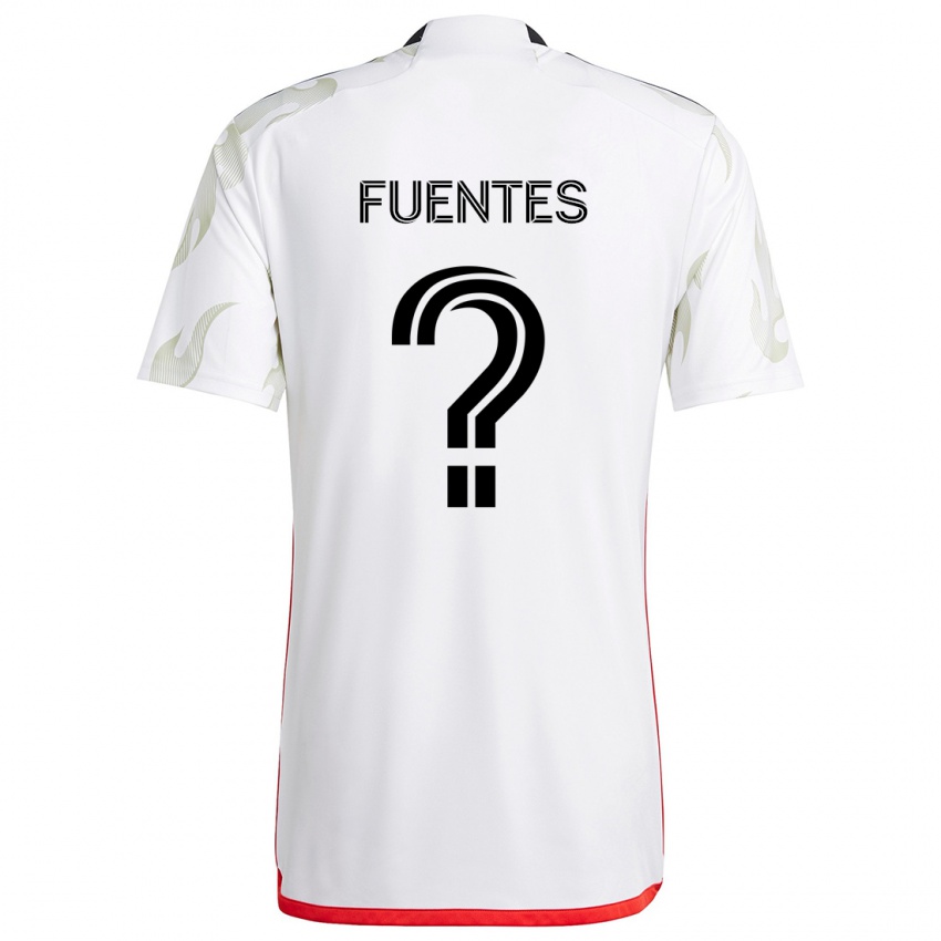 Niño Camiseta Josue Fuentes #0 Blanco Rojo Negro 2ª Equipación 2024/25 La Camisa