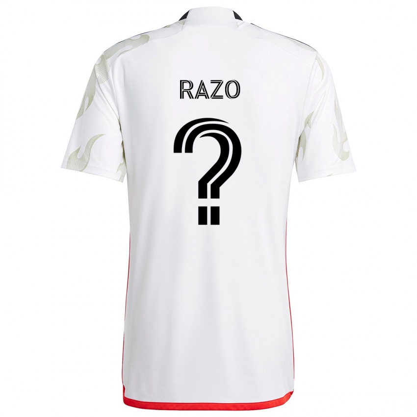 Niño Camiseta Edgar Razo #0 Blanco Rojo Negro 2ª Equipación 2024/25 La Camisa