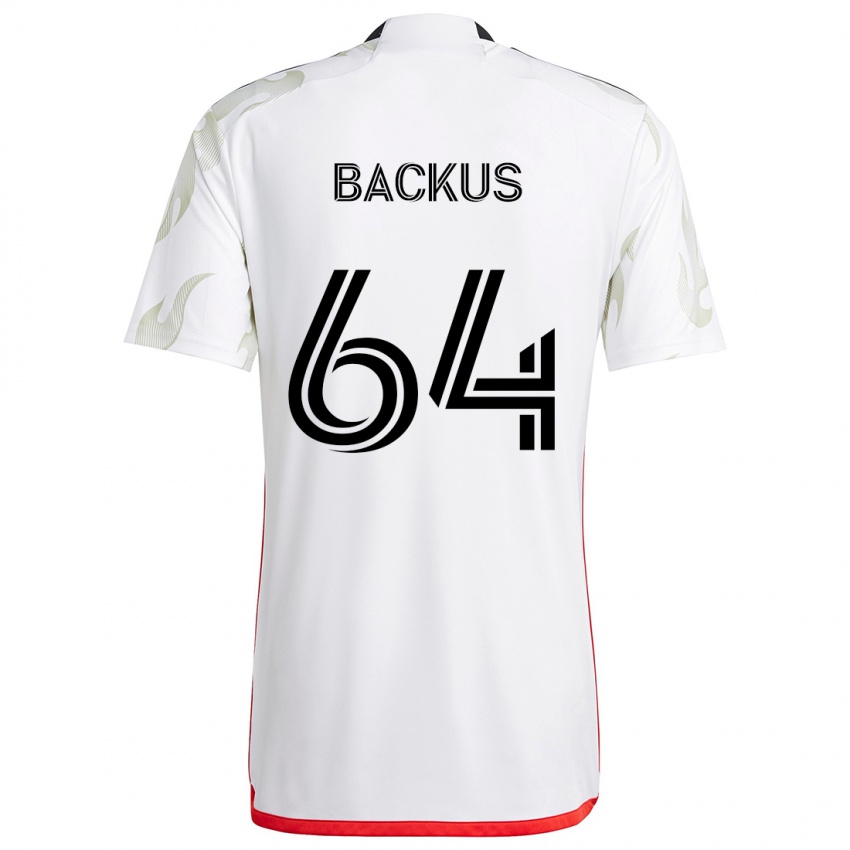 Niño Camiseta Braeden Backus #64 Blanco Rojo Negro 2ª Equipación 2024/25 La Camisa