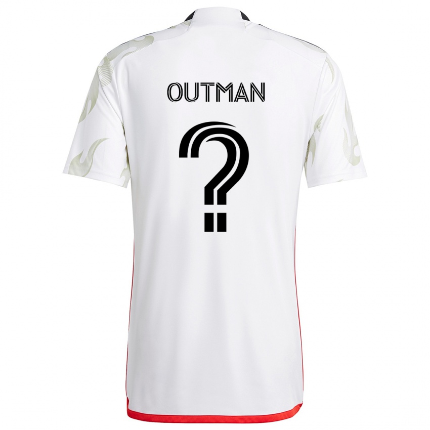 Niño Camiseta Bryce Outman #0 Blanco Rojo Negro 2ª Equipación 2024/25 La Camisa