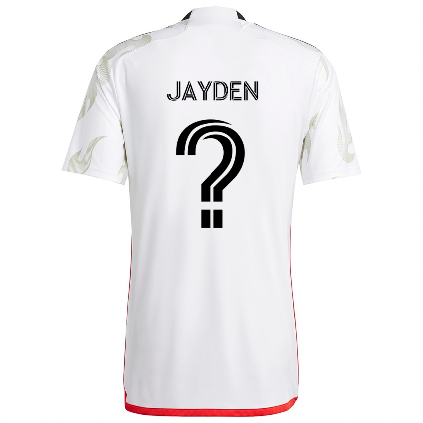 Niño Camiseta Rus Jayden #0 Blanco Rojo Negro 2ª Equipación 2024/25 La Camisa