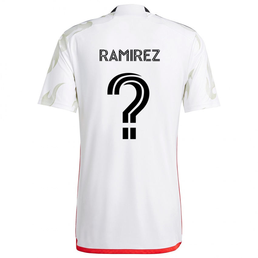 Niño Camiseta Anthony Ramirez #0 Blanco Rojo Negro 2ª Equipación 2024/25 La Camisa