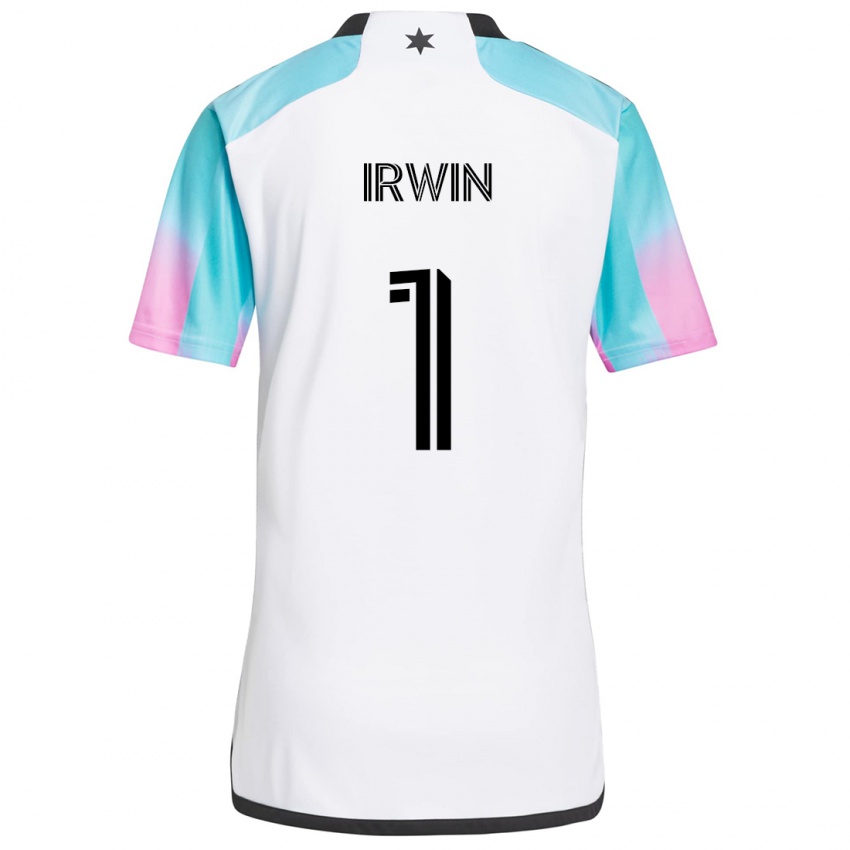 Niño Camiseta Clint Irwin #1 Blanco Azul Negro 2ª Equipación 2024/25 La Camisa