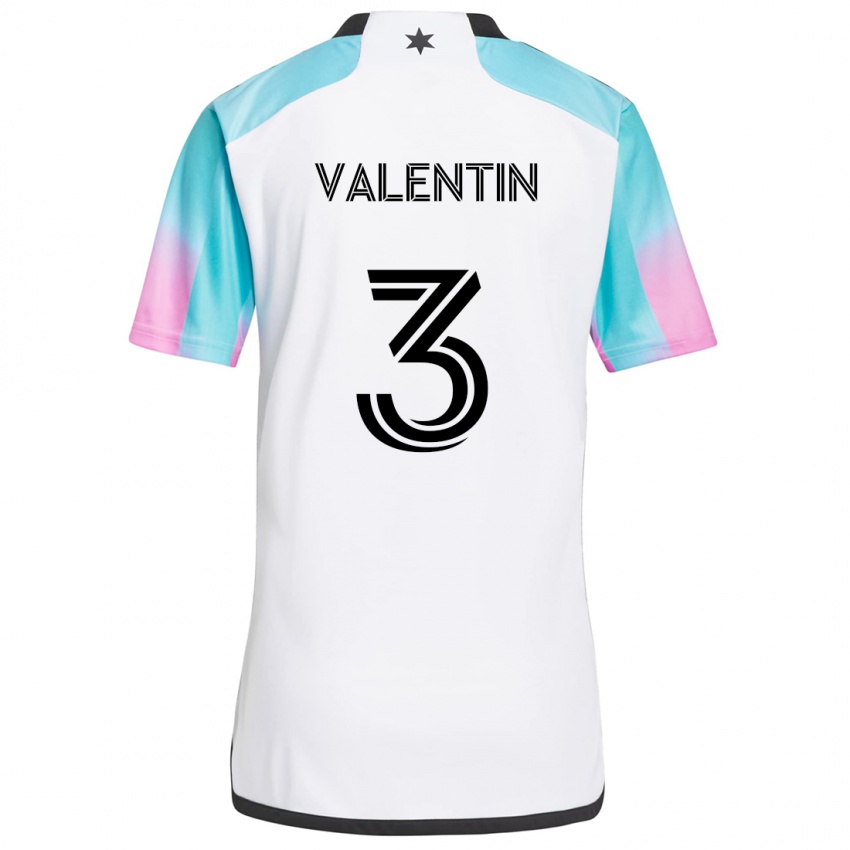 Niño Camiseta Zarek Valentin #3 Blanco Azul Negro 2ª Equipación 2024/25 La Camisa