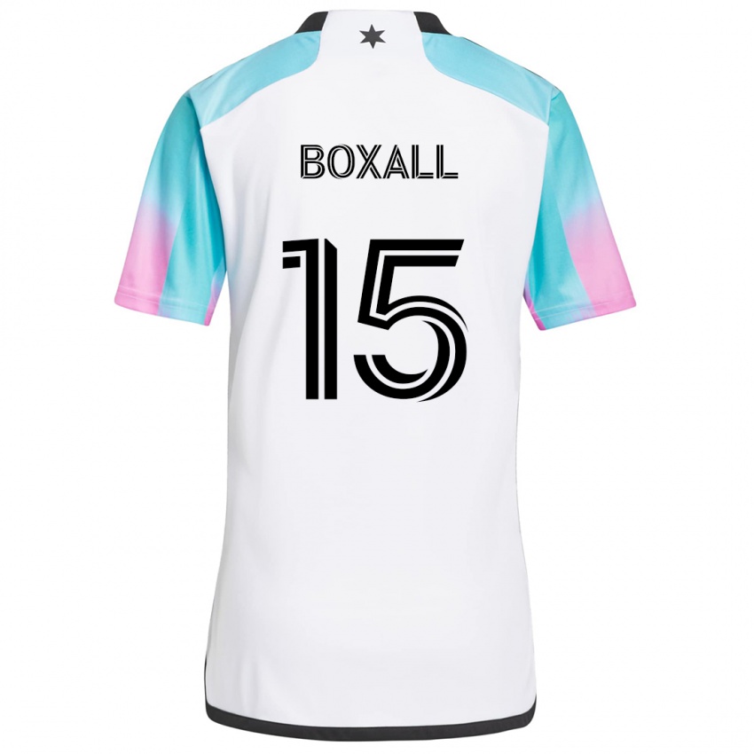 Niño Camiseta Michael Boxall #15 Blanco Azul Negro 2ª Equipación 2024/25 La Camisa