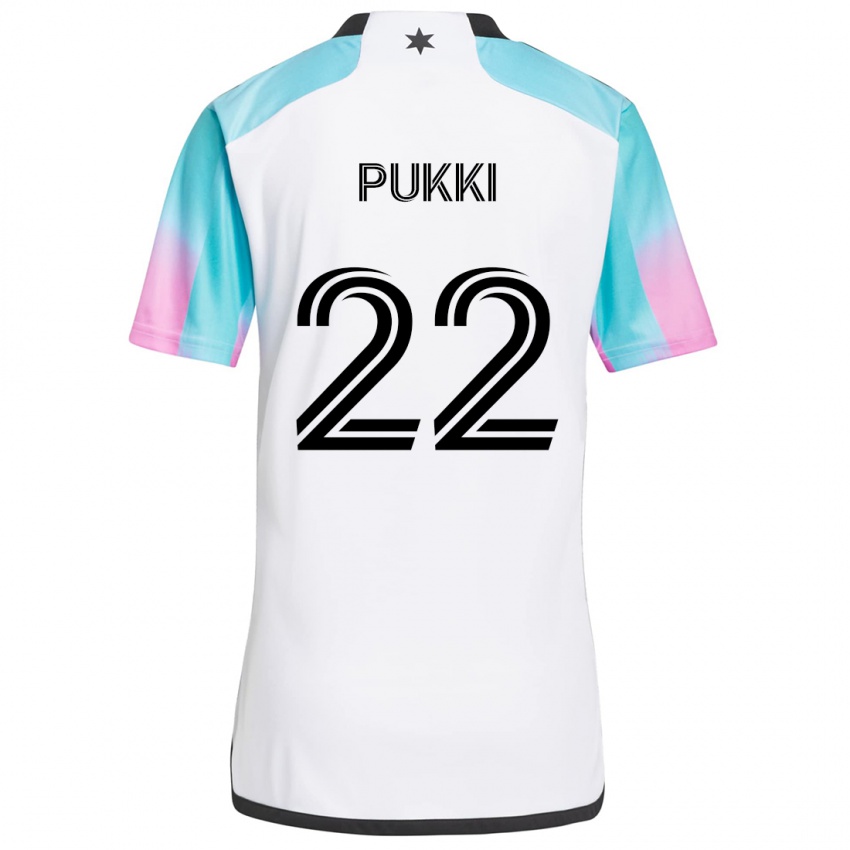 Niño Camiseta Teemu Pukki #22 Blanco Azul Negro 2ª Equipación 2024/25 La Camisa