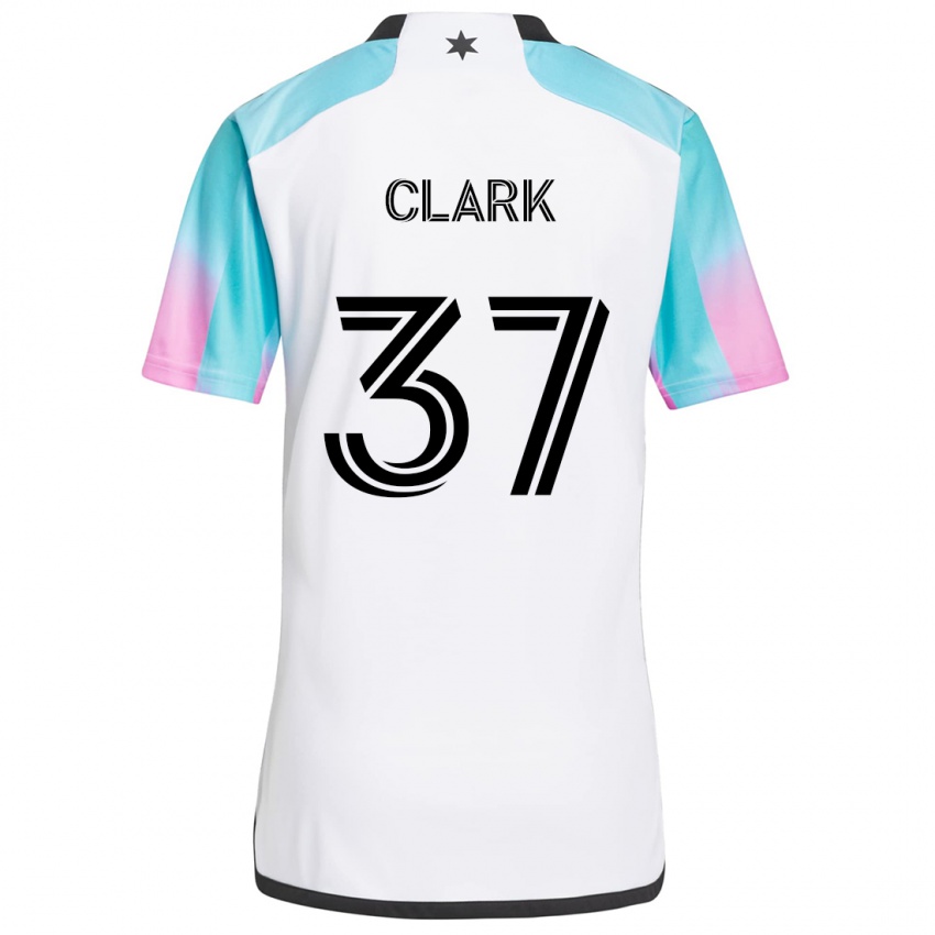 Niño Camiseta Caden Clark #37 Blanco Azul Negro 2ª Equipación 2024/25 La Camisa