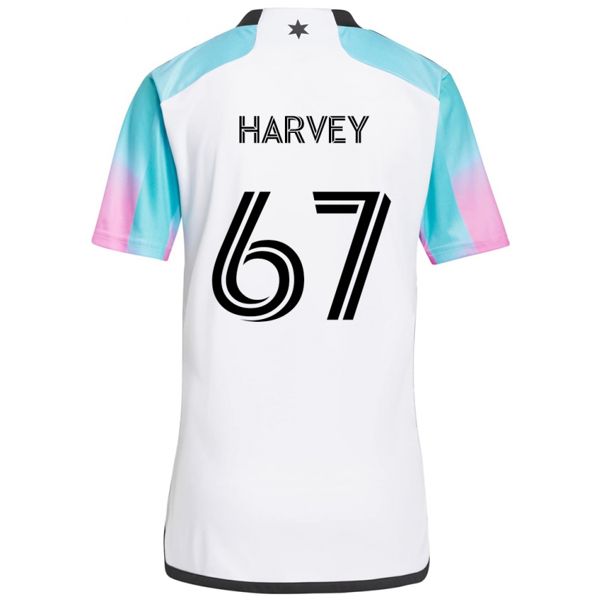 Niño Camiseta Carlos Harvey #67 Blanco Azul Negro 2ª Equipación 2024/25 La Camisa