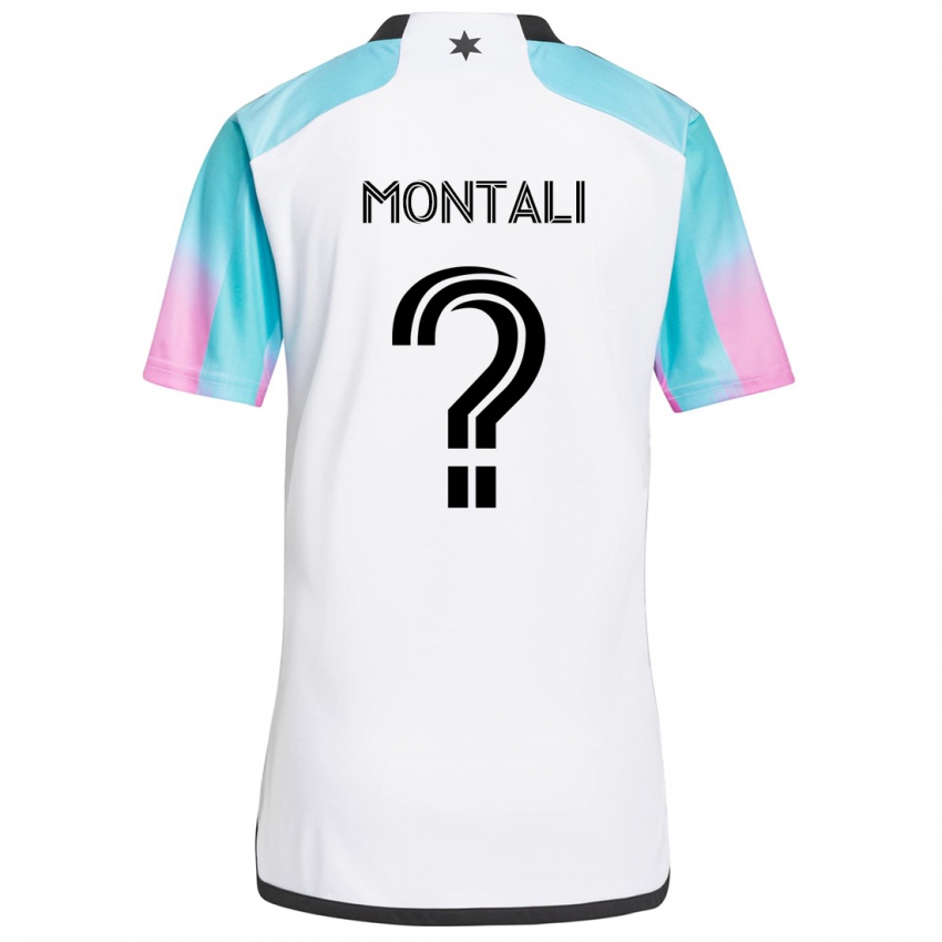 Niño Camiseta Francesco Montali #0 Blanco Azul Negro 2ª Equipación 2024/25 La Camisa