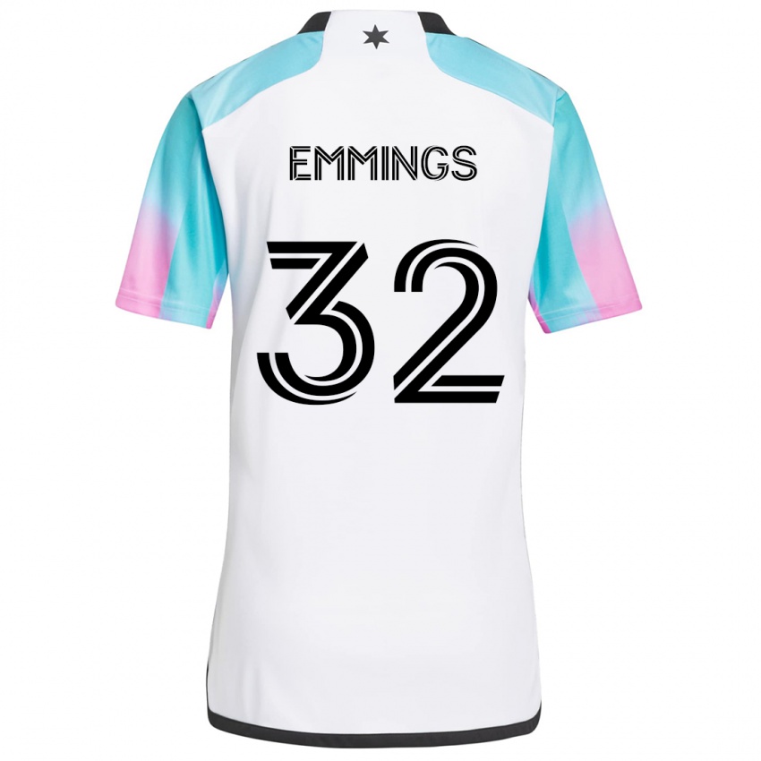 Niño Camiseta Fred Emmings #32 Blanco Azul Negro 2ª Equipación 2024/25 La Camisa