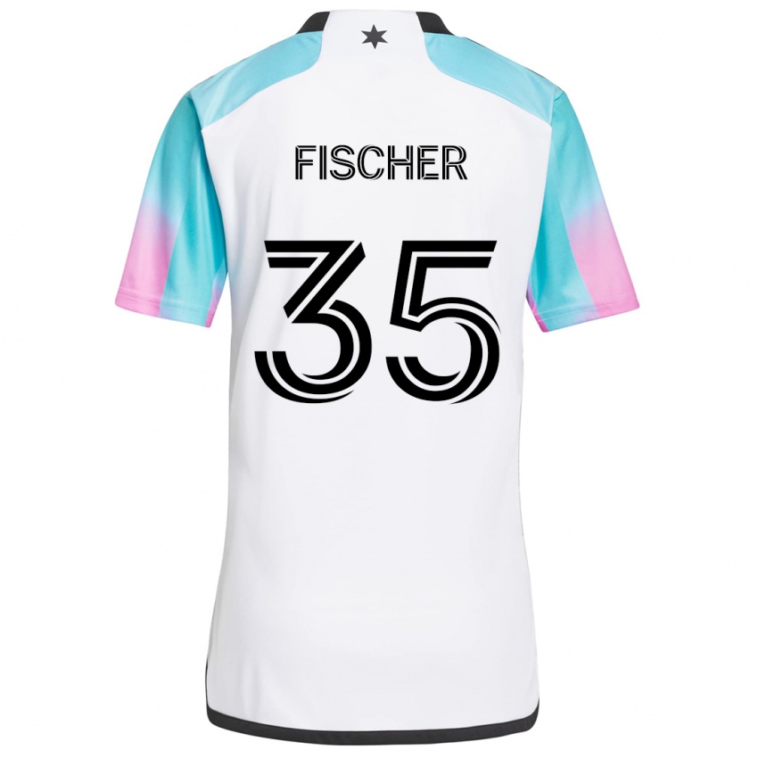 Niño Camiseta Britton Fischer #35 Blanco Azul Negro 2ª Equipación 2024/25 La Camisa