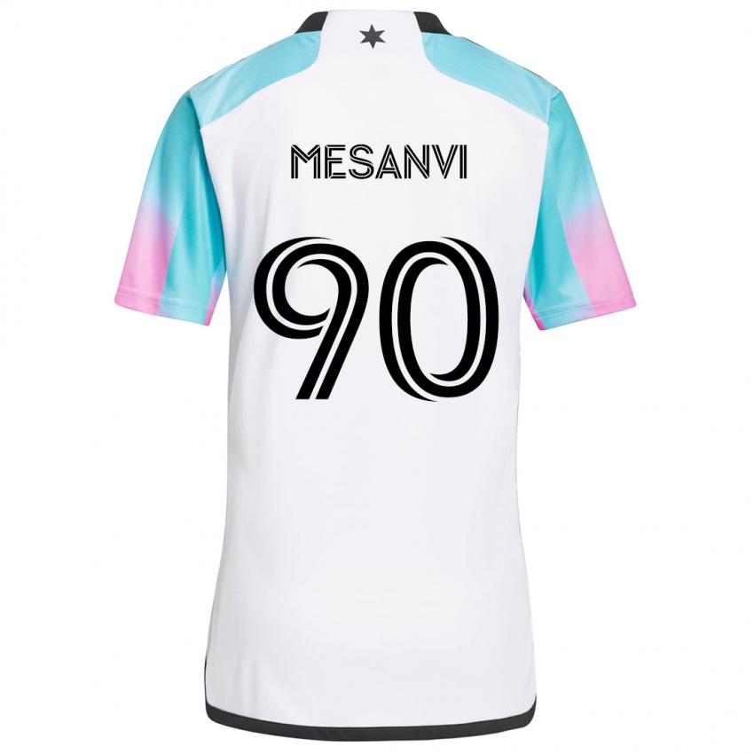 Niño Camiseta Loïc Mesanvi #90 Blanco Azul Negro 2ª Equipación 2024/25 La Camisa