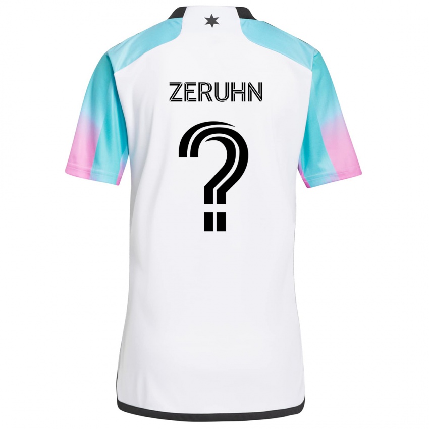 Niño Camiseta Kai Zeruhn #0 Blanco Azul Negro 2ª Equipación 2024/25 La Camisa