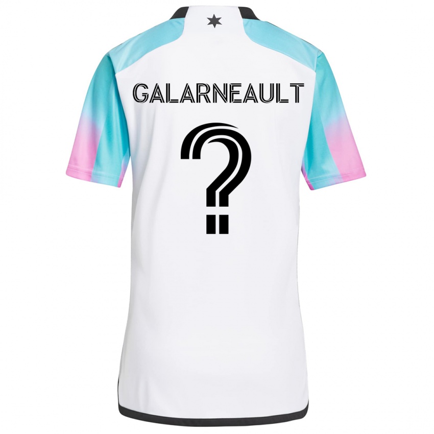 Niño Camiseta Benjamin Galarneault #0 Blanco Azul Negro 2ª Equipación 2024/25 La Camisa