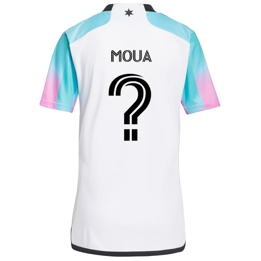 Niño Camiseta Nathan Moua #0 Blanco Azul Negro 2ª Equipación 2024/25 La Camisa