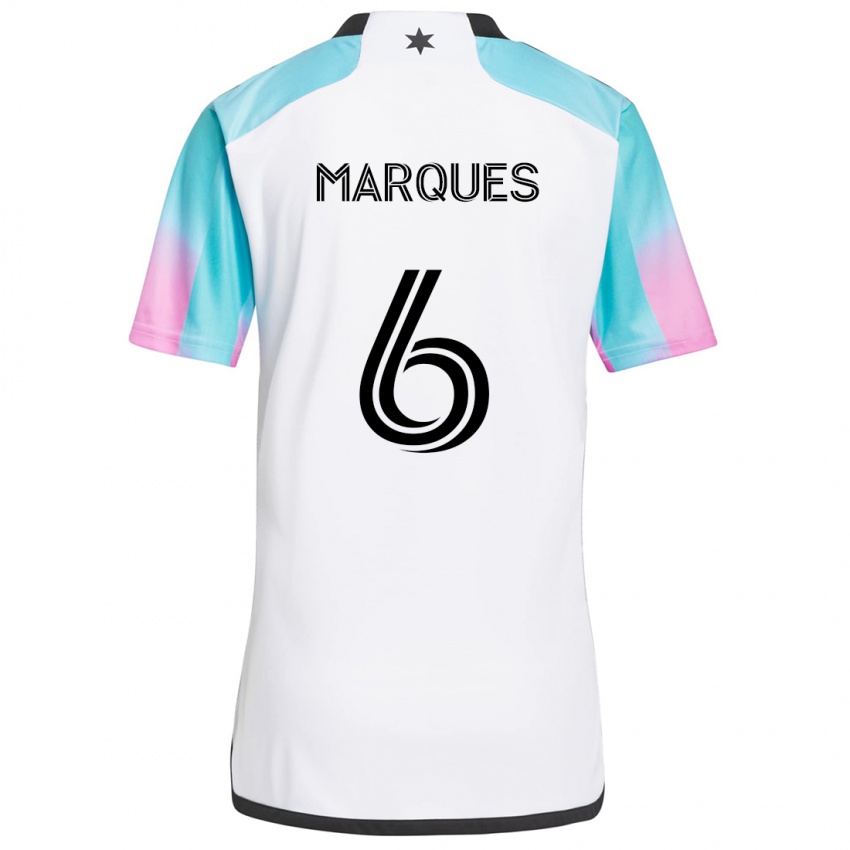 Niño Camiseta Mikael Marqués #6 Blanco Azul Negro 2ª Equipación 2024/25 La Camisa