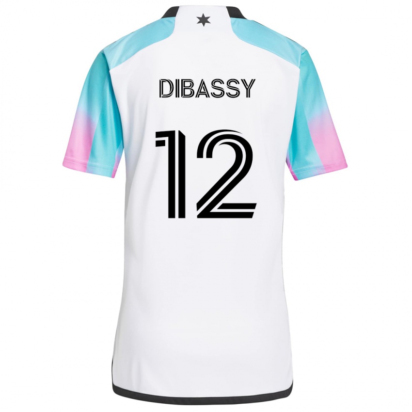 Niño Camiseta Bakaye Dibassy #12 Blanco Azul Negro 2ª Equipación 2024/25 La Camisa