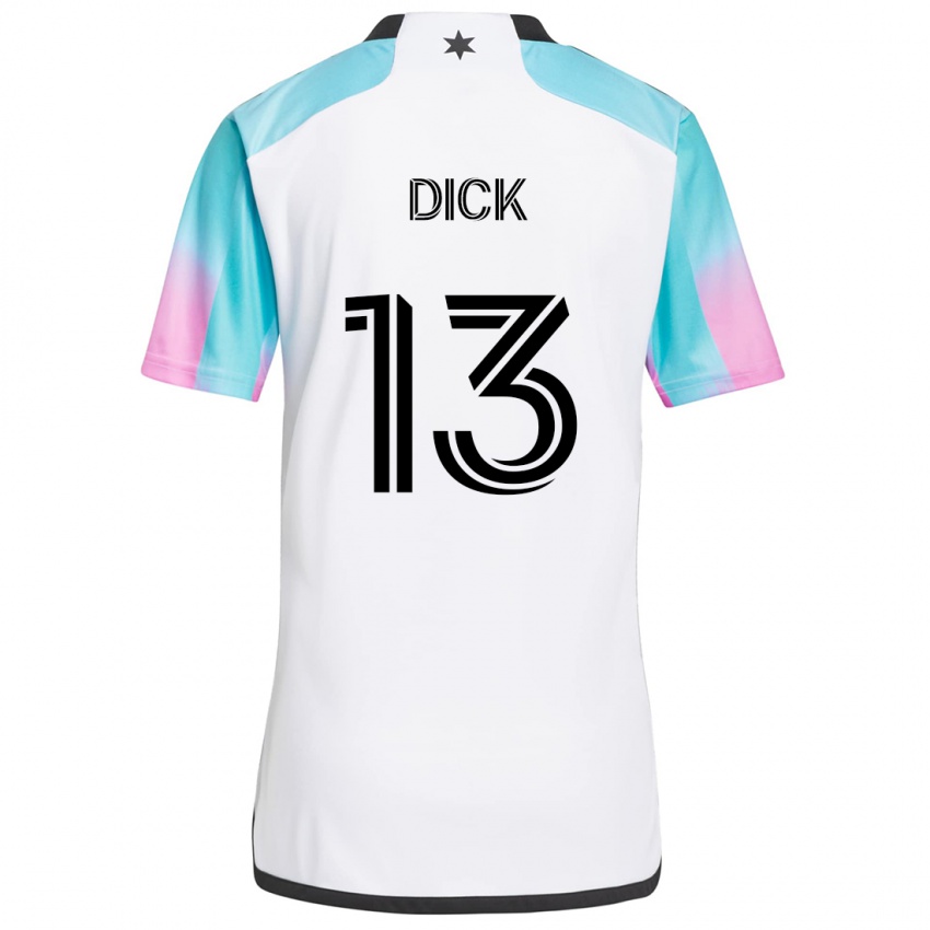 Niño Camiseta Eric Dick #13 Blanco Azul Negro 2ª Equipación 2024/25 La Camisa