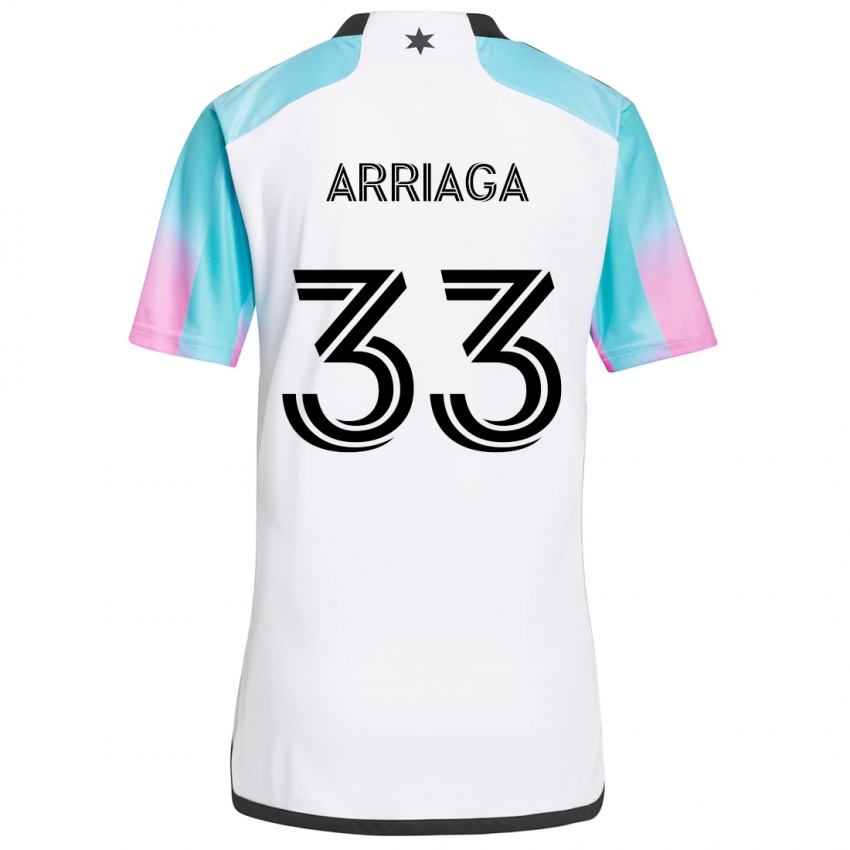 Niño Camiseta Kervin Arriaga #33 Blanco Azul Negro 2ª Equipación 2024/25 La Camisa