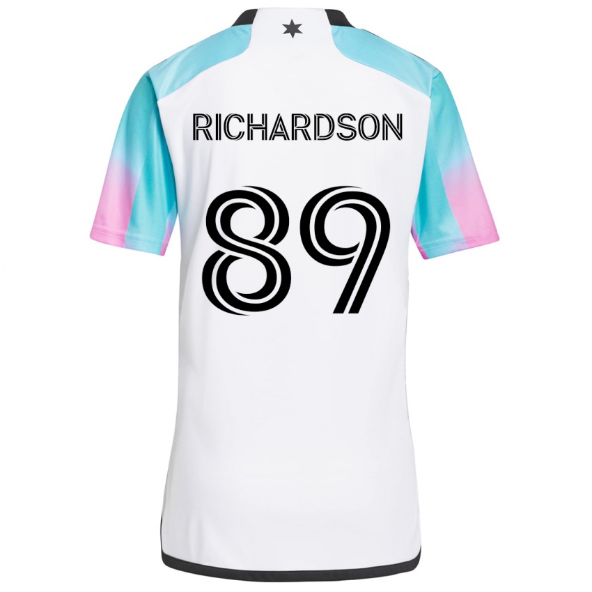 Niño Camiseta Nick Richardson #89 Blanco Azul Negro 2ª Equipación 2024/25 La Camisa